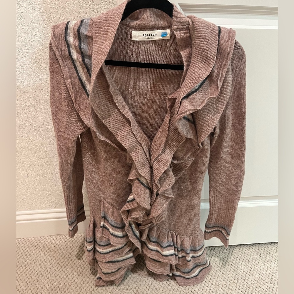 Sparrow (Anthro) Ruffle Wool Sweater with Closure